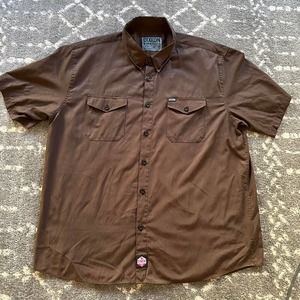 Dixxon Workforce Form & Function Button Up Shirt Men's 4XL Brown Striped S/S